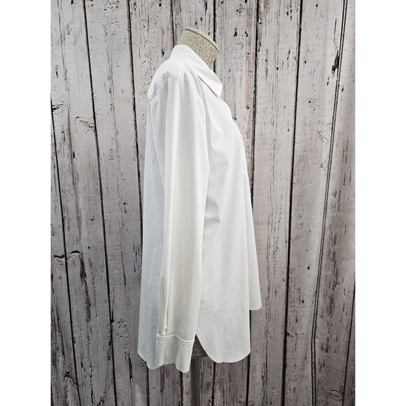 Women's L Lysse Schiffer Button Down Stretch Tunic Length Shirt Top Blouse - Picture 2 of 7